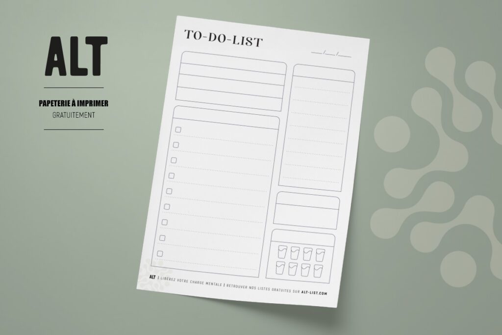Aperçu to-do list quotidienne minimaliste PDF gratuit à imprimer