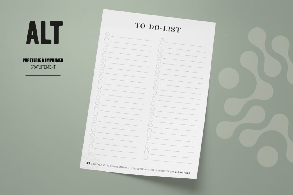 Aperçu to-do list avec notes minimaliste PDF gratuit à imprimer
