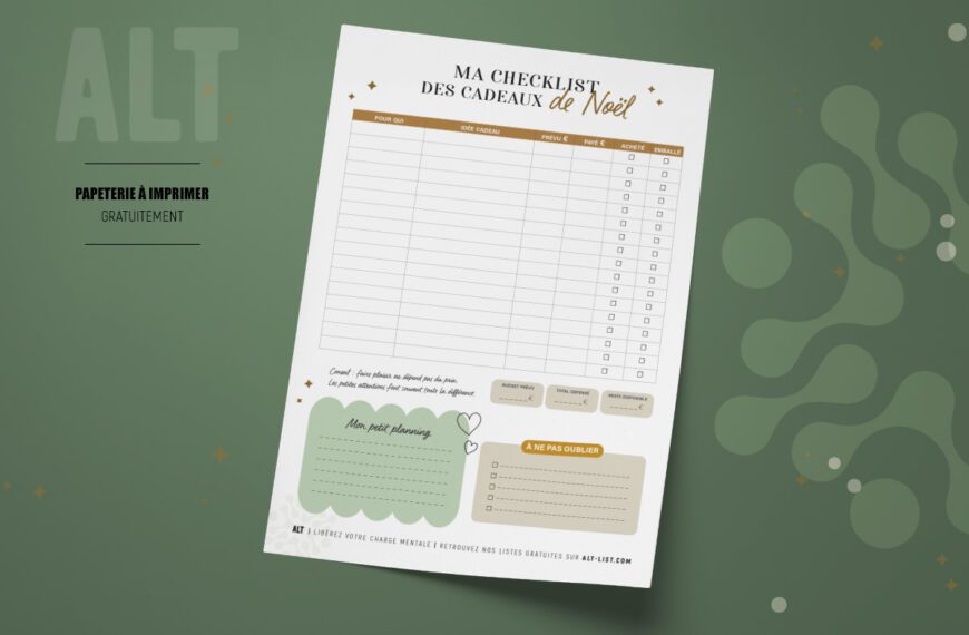Checklist cadeaux de Noël à imprimer gratuitement